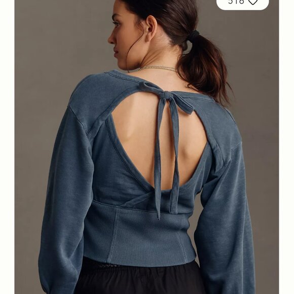 NWT Pilcro Anthropologie tie open back sweatshirt - Picture 7 of 8